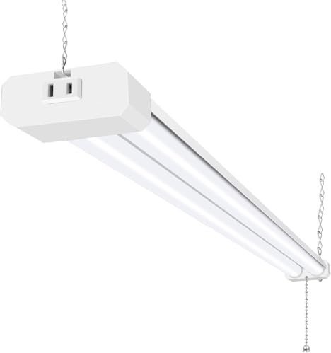 hykolity 5000K LED Shop Light Linkable, 4FT Daylight 42W LED Ceiling Lights for Garages, Workshops, Basements, Hanging or FlushMount, Included Power Cord and Pull Chain, 4400lm, ETL- 1 Pack