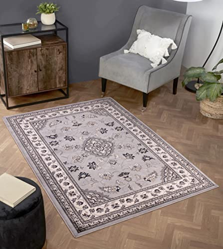 Lord of Rugs Sherborne Quality Traditional Classic Oriental Living Room Bedroom Rug Grey Small 80x150cm (2'6''x5')