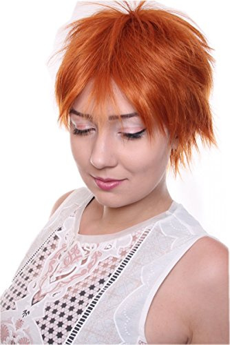 Prettyland Rot-Orange kupfer-orange copper Kurze Perücke Kurzhaar Pixie Fransig Manga Anime Damen Herren Wig C1419