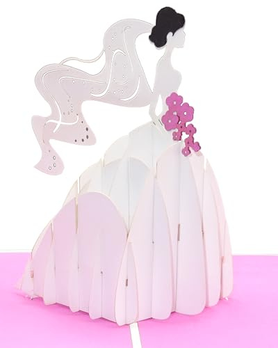 Pop Up Karte Braut & Brautstrauß – 3D Hochzeitskarte, Verlobungskarte & Safe the date Geschenkidee