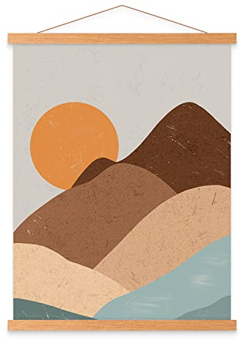 Benjia Magnetisch Posterschiene, Magnet Magnetische A0 Posterrahmen Holz Posterleiste Posterhänger für drucken Kunstwerk (84cm, Teakholz)