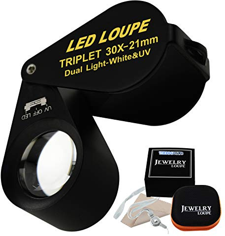 30x Juwelier-Lupenprüfgerät-Lupe 6 Led Lights & Uv-Licht (30-fache Vergrößerung)