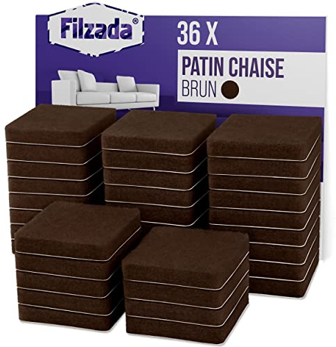 Filzada® 36x Almohadillas de Fieltro Adhesivo - 25 x 25 mm Cuadrados - Marrón - Patines de Muebles Profesionales de Fieltro con un Poder Adhesivo Ideal