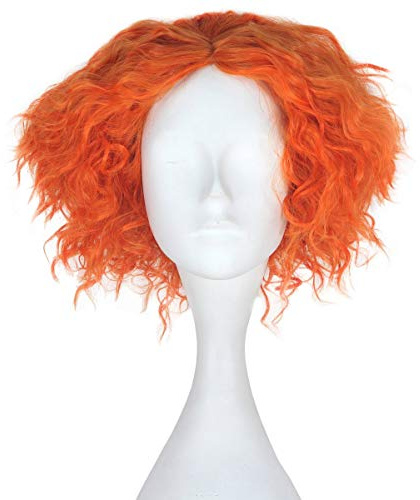 FVCENT Kurze Lockige Orange für Halloween Karneval, Cosplay Perücken