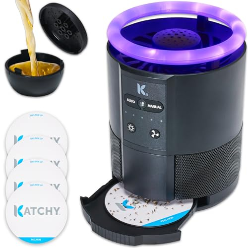 Katchy Duo – Piège intérieur pour insectes volants avec capsule parfumée – Efficace jour et nuit – Piège pour moustiques, mouches à fruits, moucherons et petites mites – Piège sans électrocution avec