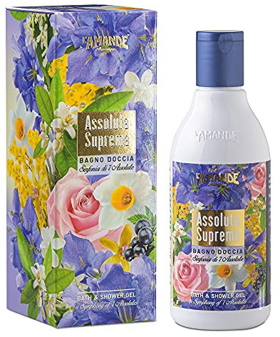 L'AMANDE – Duschgel für Damen mit Hyaluronsäure und Vitamin E, reinigendes und feuchtigkeitsspendendes Körperduschgel mit erweichender Wirkung, zartes und natürliches Duschgel, Absolute Supreme 250 ml
