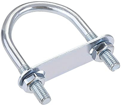 sourcing map 1 Satz Runde U-Bolzen Stahl M8 mit Mutter Platte 42mm Innenbreite 75mm Länge