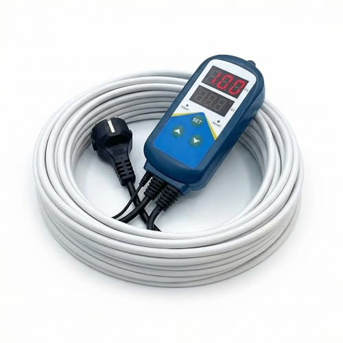 Pondlife Teichheizung Set mit Heizkabel & digitalem Thermostat, Teich eisfrei halten/Frostschutz, 6 m Silikon-Heizkabel IP68, selbstregulierend, für Teich, Filterleitungen & Wasserlauf