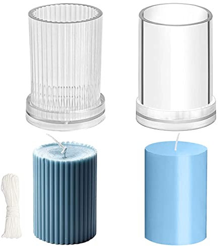 2 Stück Plastik Kerzenformen,Kerzenform zum Gießen Set mit 1M Kerzendocht Zentriervorrichtung,DIY Handgemacht Aromatherapie Kerzenform,Stumpenkerzen Formen für Kerzenherstellung,Duftkerze