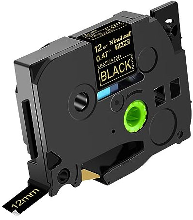 NineLeaf 50 x Kompatibel für Brother P-touch TZe-334 TZe334 TZ-334 TZ334 AZe-334 TZE Schriftband 12mm 0.47'' Gold auf Schwarz Laminiert Etikettenband für Ptouch PT-H101GB H105 H107 Beschriftungsgerät