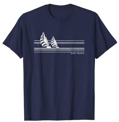 Nizza Vintage Frankreich Sailing 70er Jahre Nautisches Segelboot T-Shirt