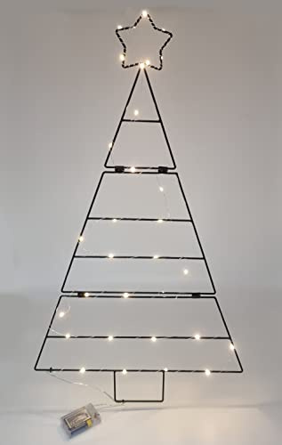 Metall Weihnachtsbaum zum Aufhängen 83 cm | Beleuchtet mit 30 LED, Wand Dekoration, Für Zierschmuck, Hängedeko