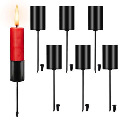 Kerzenhalter Adventskranz, 6er Set Stabkerzenhalter, Adventskerzenhalter, Kerzenhalter für Stabkerzen, Retro Stabkerzenhalter, Metall Kerzenständer, Kerzenständer Stabkerzen Schwarz, mit kurzem Dorn