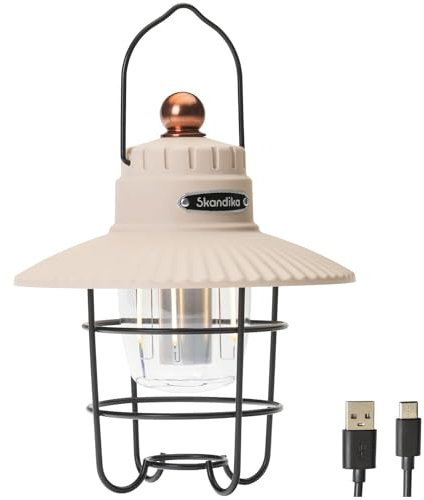 Skandika Soroya LED Campinglampe im Retro-Stil | Verstellbare Lichtfarbe, dimmbar, 2000 mAh Akku, 500 Lumen | Ideal für Camping, Garten, Outdoor-Aktivitäten