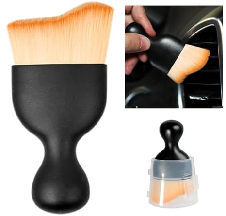 JOYCOURT Car Interior Detailing Brush, Ultra-Soft Non-Scratch Car Dust Brush, Car Interior Cleaning Tool for Auto Dashboard, Air Vent, Leather, Computer, Removes dust Without Shedding (Brown, 1PCS)