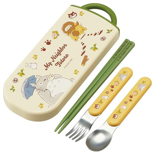 Skater TACC2AG Bento Set für Kinder, Essstäbchen, Löffel, Gabeln, antibakteriell, leicht zu öffnen, verschiebbar, Japan, Ghibli Totoro, für Jungen und Mädchen