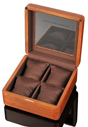 Uhrengehäuse, Uhrenrolle, Aufbewahrungsbox for Uhren, 4 Fächer, Uhrenvitrine, Uhrenbox aus Holz for Herren mit transparentem Deckel, Uhrenbox, Uhrenbeweger
