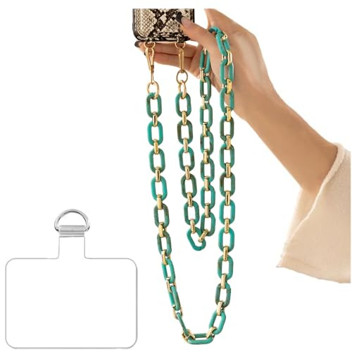 Turkalla Phone Crossbody Chain Cell Phone Lanyard,Acrylic Shouder Strap Universal Cellphone Chain Strap with Tether Patches Compatible with Most Phones Bag Purse (S)