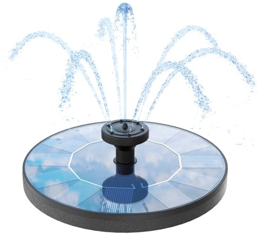 AMZtime Solarbrunnen für Draussen, Neuestes Upgrade Solar Springbrunnen für Außen,Teichpumpe Solar mit 6 Springbrunnenarten,Solar Gartenbrunnen für Wasserspiele, Gärten, Vogelbäder, Teiche