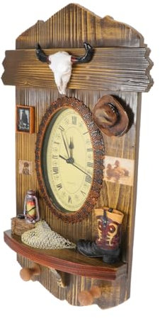 PRETYZOOM Wanduhr Uhrenverzierung ländliche Einrichtung Vintage Uhr Leise Retro-Uhr Wohnkultur Vintage Hängeuhr Retro-Hängeuhr hölzern schmücken Anhänger Wandschmuck Wandbehang Holz