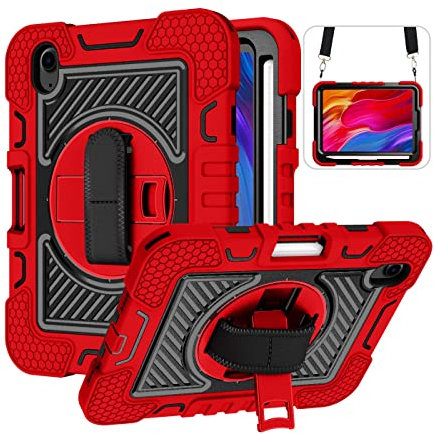 YOUULAR Custodia per tablet Apple iPad mini (2021)/Apple iPad mini 6, iPad mini (6a generazione), custodia antiurto per tablet con supporto girevole a 360° e cinturino da polso, tracolla grande