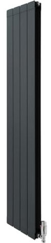 Radiatore di Design in Alluminio 1800mm x 315mm e Valvole Cromate TRV Verticale Doppio Pannello Piatto A Colonna Termosifone Moderno Leggero Grigio Antracite Spazzola Kit di Fissaggio Staffe Inclusi