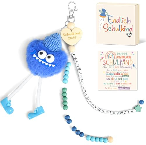 iZoeL Einschulung Geschenk Junge Rechenkette Schultüte Füllung mit Monster | Schulkind Rechenkette, Einschulung Geschenk Junge, Monster Glücksbringer, Grußkarte, Geschenkbox, ideale Schultüten Füllung