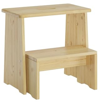 Erst-Holz Stufenhocker Klapphocker Tritthocker klappbar Kiefer Natur oder weiß V-90.92-06