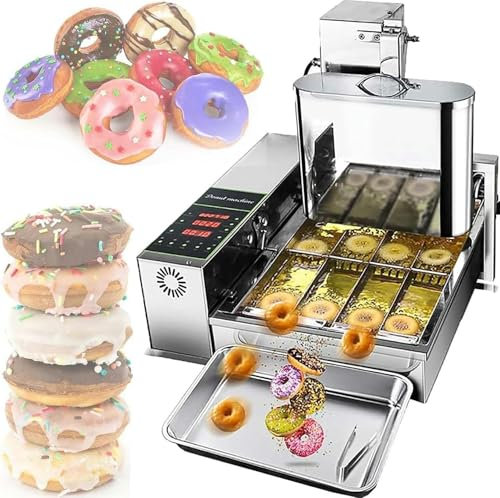 RRXEOUU Fully automatic donut making machine, commercial 4 rows auto doughnut maker, adjustable thickness auto flip donut fryer(220v)