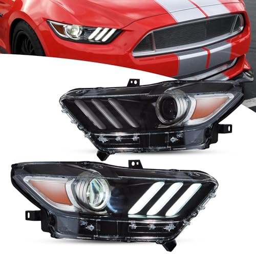 VLAND Phare pour Mustang 2015 2016 2017, Avec feux de jour à LED, côté conducteur et passager