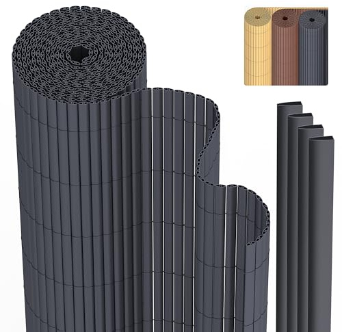 PVC Sichtschutzmatte Sichtschutzzaun 100 x 400 cm Privatsphäre Wetterfest für Garten, Balkon und Terrasse, Sichtschutz mit Strukturierte Oberfläche, Balkonumrandung mit Kabelbindern & Abdeckung