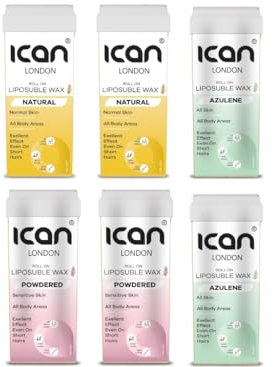ICan London Liposoluble Wax Cartridges, 100ml Each, Pack of 6, Powdered, Natural, Azulene