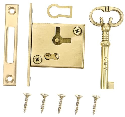 PartyKindom Retro Pure Brass Document Cabinet Lock Keyway Drawer Anti-Theft Cupboard Lock for Furniture and Mailbox Medium Size Right-Handed