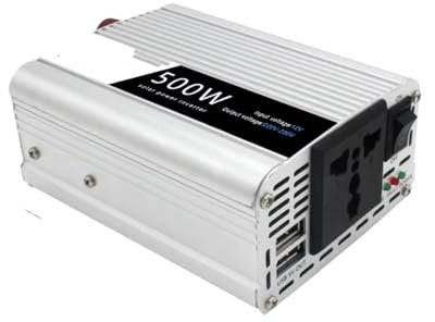 Inversor Onda Pura Inversor Corriente Coche 500 W 12 V CC A 110 V CA 220 V 50 Hz 60 Hz Adaptador Transformador Automático Convertidor Enchufe Universal(12V Universal Silver)