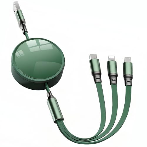 3 in 1 Fast Charging Cable USB C Multi Charger Lead for Travel | 3 in 1 charging cable for multiple devices, compact travel essential, tangle free design, supports USB C Micro iP connections