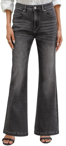 PASUDA Jean Femme Taille Haute Jean Évasé Elastique Pantalon Stretch Slim Vintage Jeans Bootcut Flare Large Denim Leggings Grande Taille Extensible avec Poches