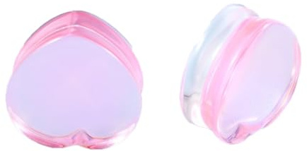 Lirzxin Ohr Plug Tunnel 12mm, 2 Stück Tunnel Aus Glas Herren Damen Solide Herz Transparent Doppelt Flared Ohrring Plug 12mm Rosa