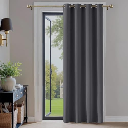 QINLIQIN Rideau Occultant Thermique Isolant 265 x 205 cm Rideau Phonique Anti Bruit Doux et Léger Lavable en Machine pour Maison Chambre Fenetre, Gris