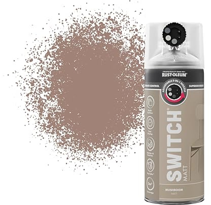 Rust-Oleum Switch 5 in 1 Nozzle Multi Surface Topcoat Decorative Spray Paint Aerosol 400ml Mushroom Matt Finish