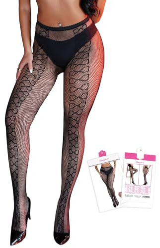 ohyeahlady Medias Rejilla Mujer Sexy Pantimedias Talla Grande Negro 3XL-5XL