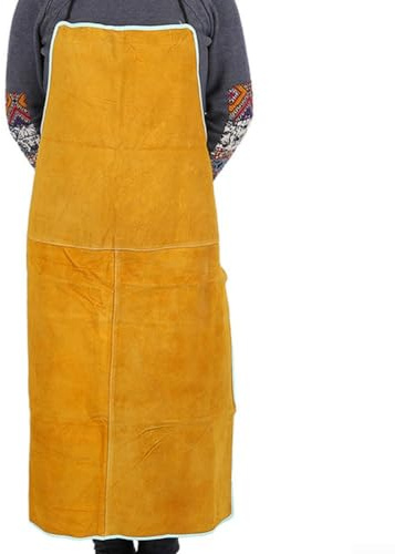 Bulevisiter Delantal de soldadura de cuero vacuno, resistente al calor, ignífugo, para soldadura, metalurgia, carpintería, 65 x 90 cm