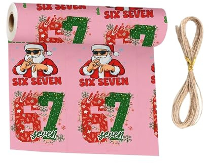 67 Weihnachts Geschenkpapier | 35X19 Heiligabend 67 Meme Geschenkpapierrolle | Lustige 6 7 Geschenkpapiere | Neuartiges Rosafarbenes Geschenkpapier Mit Sechs Und Sieben Zahlen Für Silvester