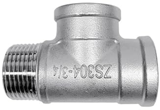 SRTYDCUR Accesorio de tubería en T de 3 vías con rosca macho + hembra + hembra, 1/4, 3/8, 1/2, 3/4, 1, 1-1/4, 1-1/2, 2, BSP, acero inoxidable SS304(1/4)