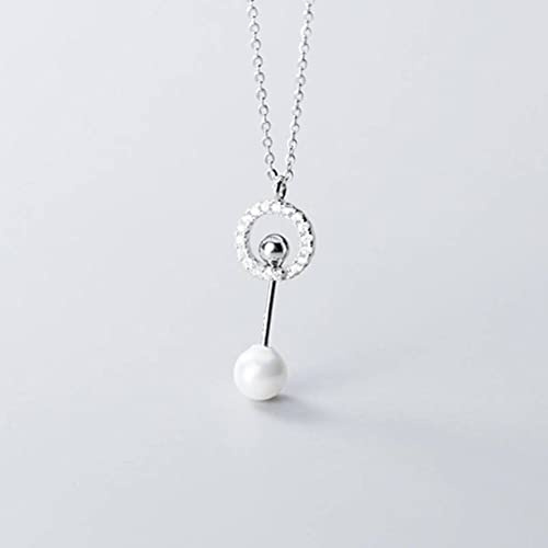 LYGBAOFUL S925 Silverhalsband, Dam Diamantring, Shell Beads Syntetiska pärlsmycken s925 Silverhalsband