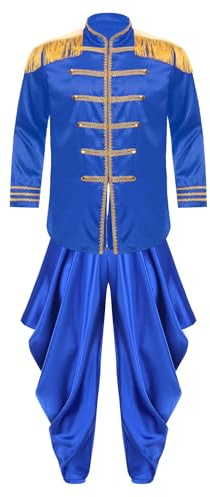 TiaoBug herr arabisk prins cosplay kostym kläder set långärmad militär jacka harembyxor bloomers vuxna karneval kläder kungsblå S