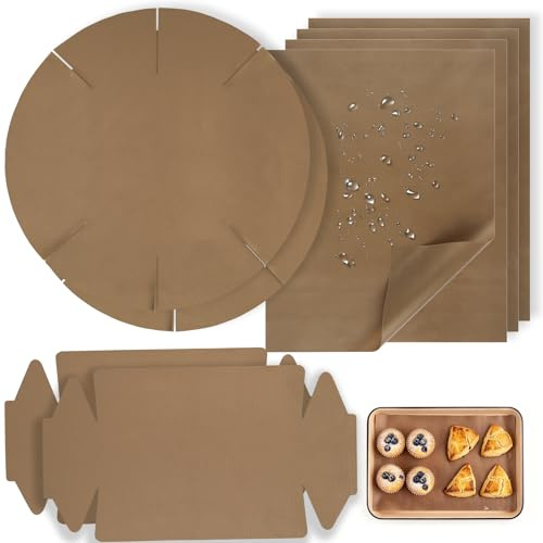 Dauerbackfolie, 8er Set Backpapier Wiederverwendbar, Dauerbackfolie für Backofen, Backfolie Hitzebeständig Antihaftbeschichtet Zuschneidbar für Backen Bügeln