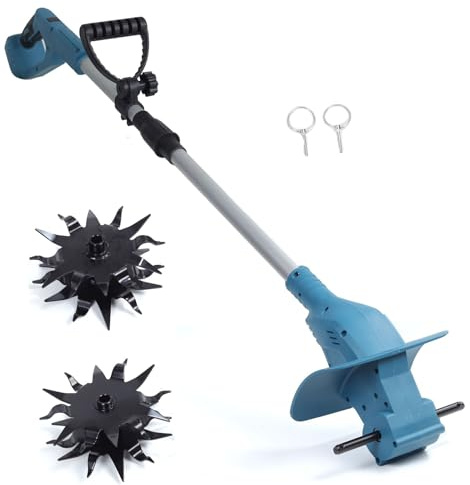 Marhynchus Cultivateur électrique sans Fil, Motoculteur au Lithium avec Deux Lames, 330 TR/Min, Parfait pour la Culture de Petits Sols de Jardin (Machine Nue Double Lames)