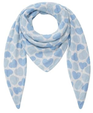 FASHION YOU WANT Musselin Tuch mit Herzen Dreieck HERZ in HERZ Damen Halstuch Herzmuster Made in Italy 195x72cm Frühling Sommer Weich Leicht kuscheliger Baumwolle Schal
