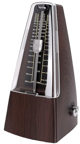 POENVFPO Pianometronom, Mekanisk Metronom med Djupt Träkornig Färg med 40-208 BPM Tempoområde, Valbara Taktslag 0,2,3,4,6, för Gitarr Violinmusikövning