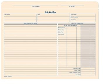 TOPS Job Folder File Jackets, 11.75 x 9.5 Inches, Manila, 20-Pack (3440)